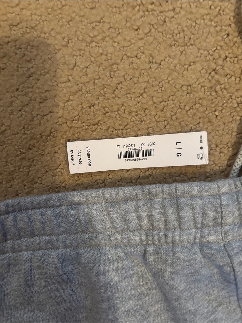 PINK Gray Sweatpants with Navy Logo - Picture 3 of 4